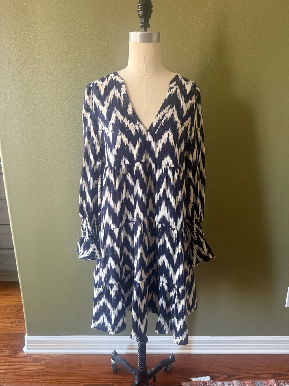 Pomander Place Black and White Ikat Mini Dress